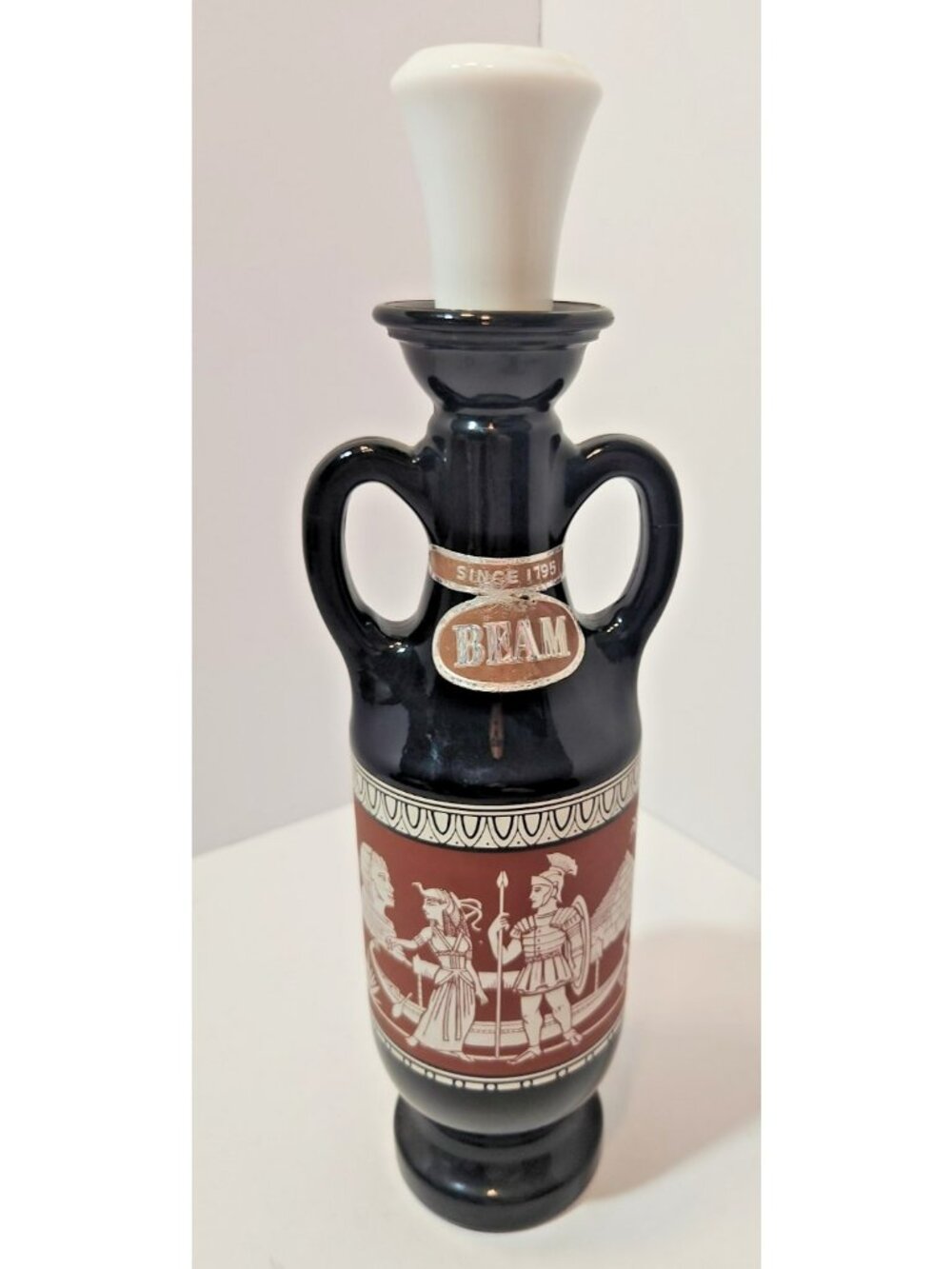 1962 Jim Beam Decanter Whiskey Bottle Cleopatra Urn Rust and Black Empty